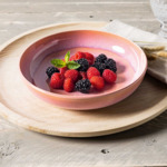 Perlemor Coral - Assiette creuse, rose, en porcelaine haut de gamme