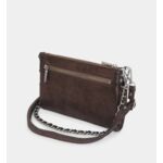 Sac pochette baguette Inde croûte de cuir paillettes