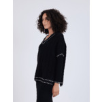 Pull poncho cachemire torsadé Anushka NOIR_ECRU