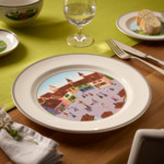 Design Naif assiette plate motif village