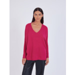 Pull poncho cachemire col V Faustine FRAMBOISE_ELECTRIQUE