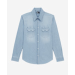 Chemise Ml En Denim Rayé Bleu Et Blanche, Détail De Poche Western Femme