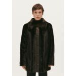 Manteau mi-long fausse fourrure marron