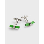 Boutons de manchettes argent et vert