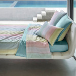 BOSS Home - Drap housse en satin de coton bleu, Sunset Spirit