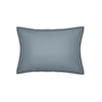 TAIE D'OREILLER | Pure White Percale Lavée - Blue - Finition Black