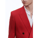 Veste croisée en gabardine de coton rouge