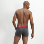 Lot de 3 boxers gris, rouge chili et noir Coton Stretch