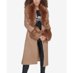 BELTED COAT WITH FUR DETAIL