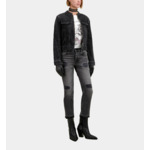 Blouson Moto Denim Noir Femme