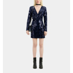 Robe Courte Bleu Marine En Velours Avec Sequins