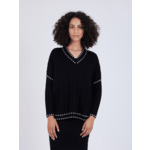 Pull poncho cachemire torsadé Anushka NOIR_ECRU