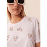 T-shirt Taralove-blanc en coton brodé