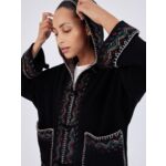 Veste à capuche laine et cachemire jacquard slave Zofina NOIR