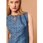 Robe Romeala-bleue en jacquard