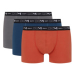 Lot De 3 Boxers Homme En Coton Stretch Roux Bleu Gris Volcan Dim Boxer