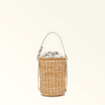 DANAE MINI ROUND BUCKET BAG - PAGLIA+VITELLO ANDROMEDA+TESSUTO ST.MILL