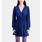 Robe Courte Bleue Avec Fronces Femme