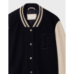 Blouson Floyd en cuir et laine marine