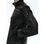 Blouson aviateur en cuir noir