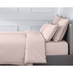 HOUSSE DE COUETTE | Pure White Percale Lavée - Pink- Finition Black