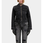 Blouson Moto Denim Noir Femme