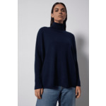 Pull poncho col roulé cachemire Margareth BLEU NUIT