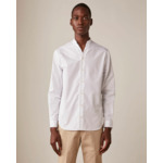 Chemise Carl col droit ouvert en popeline unie