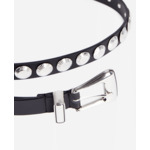 Ceinture Fine En Cuir Noir Avec Rivets