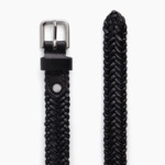 Ceinture femme avec boucle carrée en cuir tressé