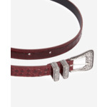 Ceinture En Cuir Bordeaux Effet Crocodile Avec Boucle Western