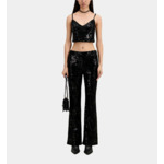 Pantalon Noir En Velours Avec Sequins