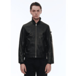 Blouson aviateur en cuir noir