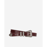 Ceinture En Cuir Bordeaux Effet Crocodile Avec Boucle Western