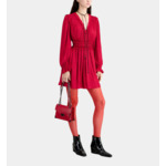 Robe Courte Rouge Avec Fronces Femme