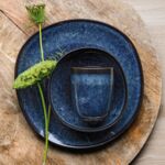 Lave - Assiette plate bleue, en grès