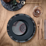 Manufacture Rock - Assiette plate ronde et noire en porcelaine haut de gamme