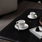 Manufacture - Sous-tasse pour tasse à café/thé, ronde, blanche, en porcelaine haut de gamme,  15,5 x 15,5 x 2 cm
