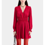 Robe Courte Rouge Avec Fronces Femme