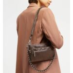 Sac pochette baguette Inde croûte de cuir paillettes