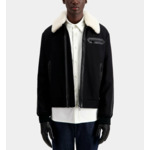 Blouson Aviateur Col Amovible En Fourrure, Empiecement Cuir Devant Homme