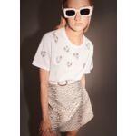 T-shirt Taralove-blanc en coton brodé