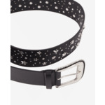 Ceinture Large En Cuir Noir Avec Étoiles