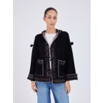 Veste à capuche laine et cachemire jacquard slave Zofina NOIR