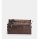 Sac pochette baguette Inde croûte de cuir paillettes