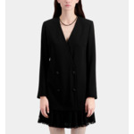 Robe Courte Noire Effet Tailleur En Crêpe Et Dentelle Femme