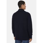 Cardigan Col Châle Bleu Marine En Laine Mérinos