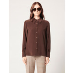 Chemise Camz-Chemise fluide en soie marron