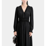 Robe Longue Noire Avec Fronces Femme