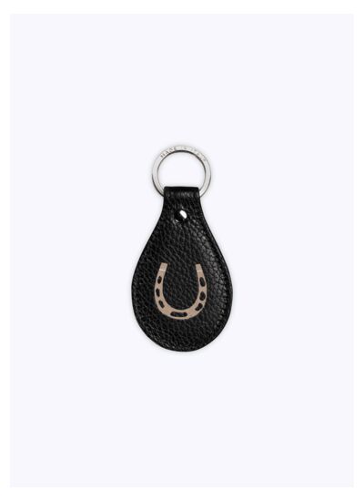 Porte-clés en cuir noir avec motif fer à cheval